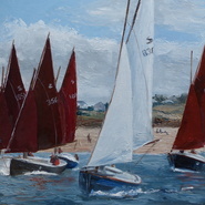 Shrimpers racing in the Camel Estuary   SOLD